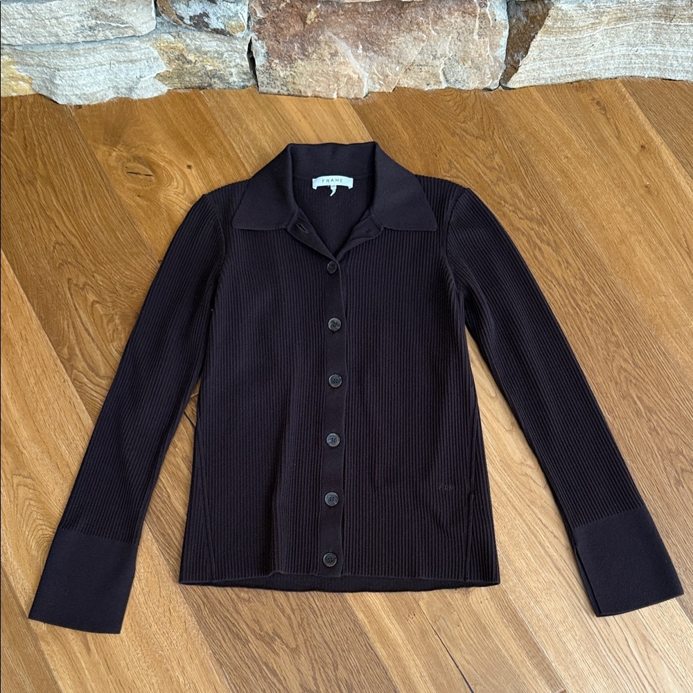Frame Ribbed Button Down Shirt